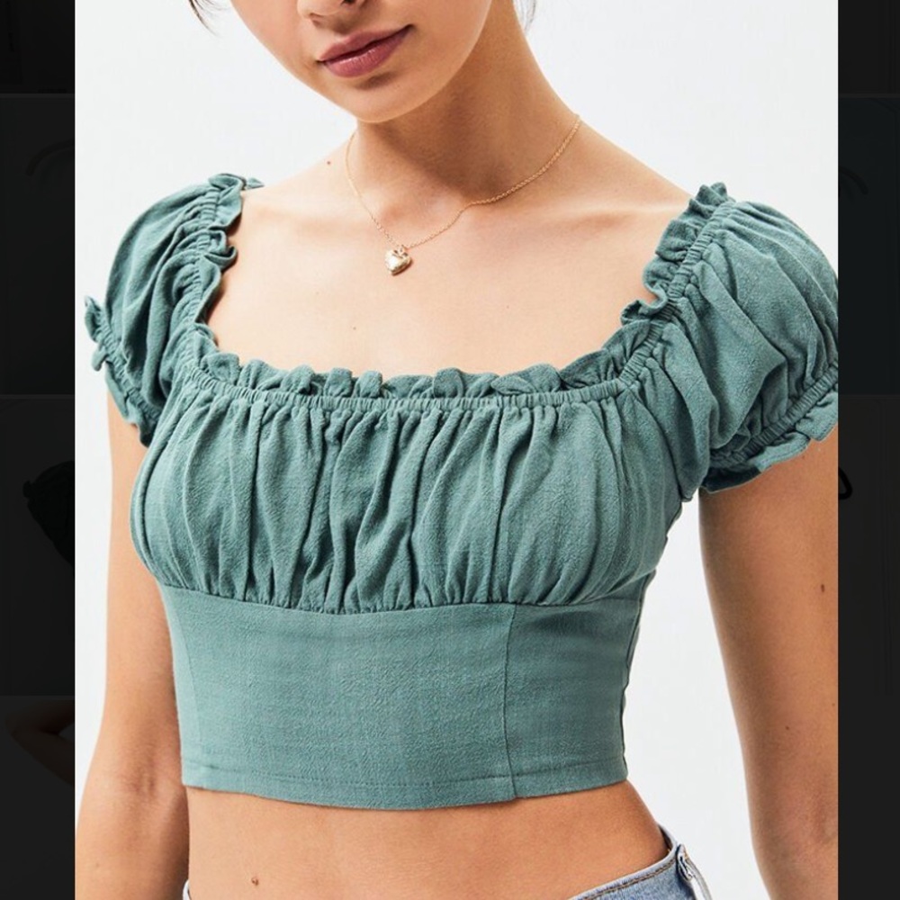 Lottie Moss Ruffle Bustier Top- Sage